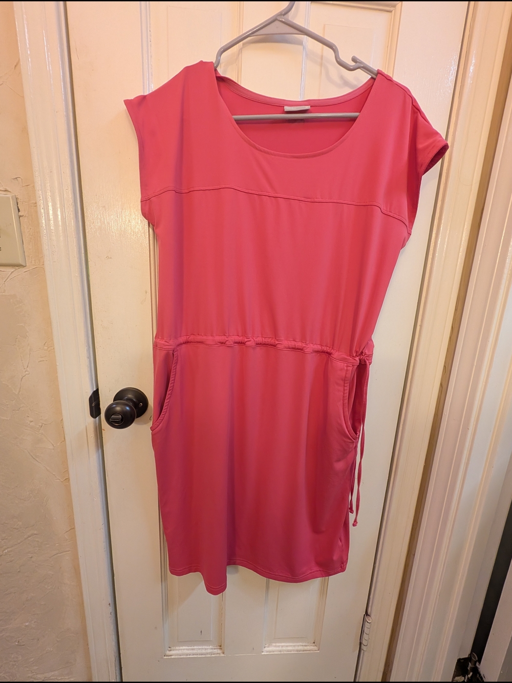 Columbia Dark Coral Pink Drawstring Pocket Casual Dress